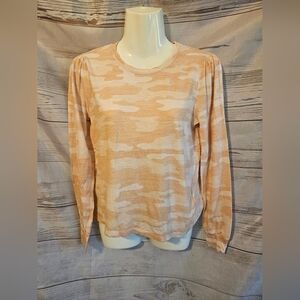 Lucky Brand Peach Camo Long Sleeve Top XS